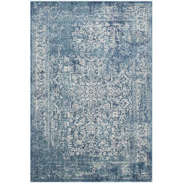 Mistana Elson Oriental Polypropylene Blue/Ivory Area Rug & Reviews